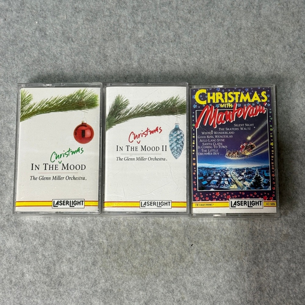 Christmas Music Cassette Tapes Lot Glenn Miller Mantovani‎ LaserLight Holiday